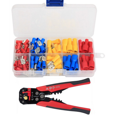 300 KOM izoliranih konektora za kabele električne žice Razni lopatičasti prstenovi za stezanje vilica Set prstenastih ušica Stezaljke za stezanje + kliješta