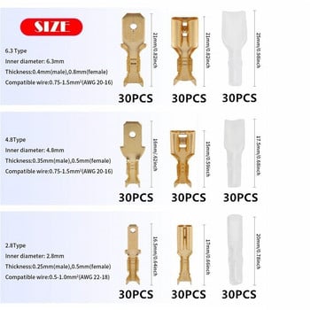 Συλλογή 540/360Pcs Γυναικείο αρσενικό Ηλεκτρικό συρμάτινο φτυάρι Κιτ ακροδεκτών σύνδεσης καλωδίων εκκίνησης μπαταρίας