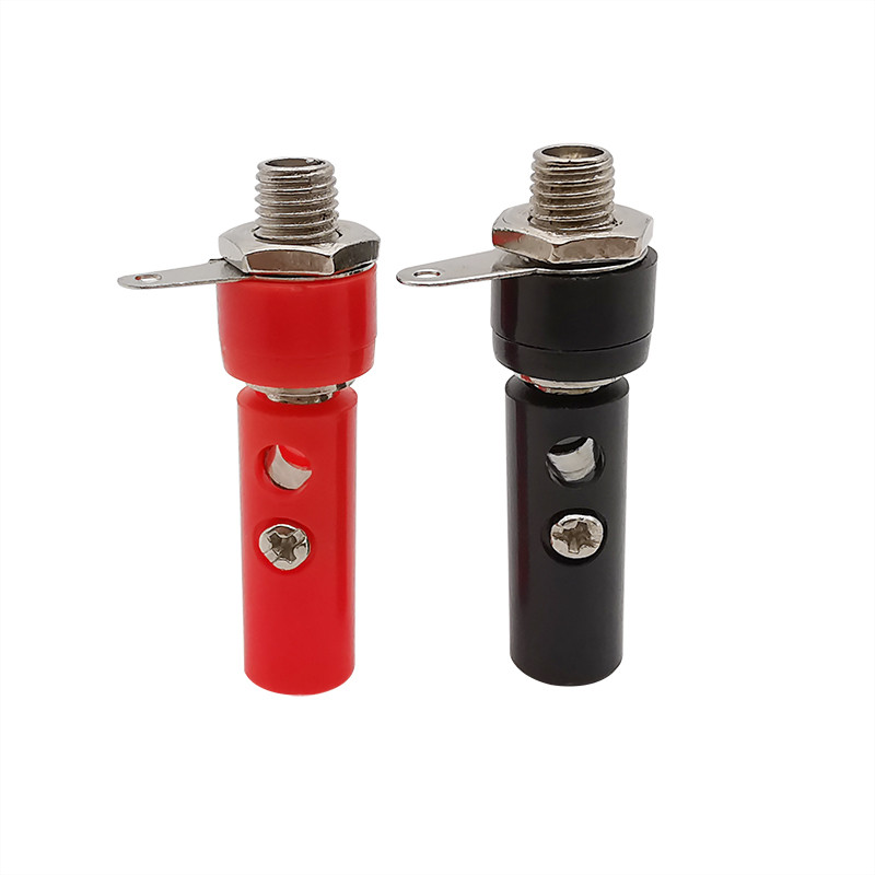10 pair sudraba 4 mm banānu spraudnis un 4 mm banānu ligzdas paneļa stiprinājums banānu kontaktligzdas savienotāja adapteris sarkans melns