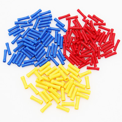 10/50/100gab BV1.25/BV2.5/BV5.5 izolēti taisni sadursmju savienotāji Elektriskie presēšanas vadu spailes aukstās preses kabeļa savienotāju komplekts