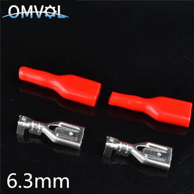 100PCS 6.3 Crimp Terminal 50 ženski lopatasti konektor + 50poklopac