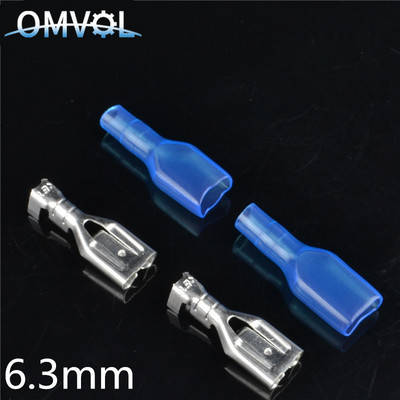 100PCS 6.3 Crimp Terminal 50 ženski lopatasti konektor + 50poklopac