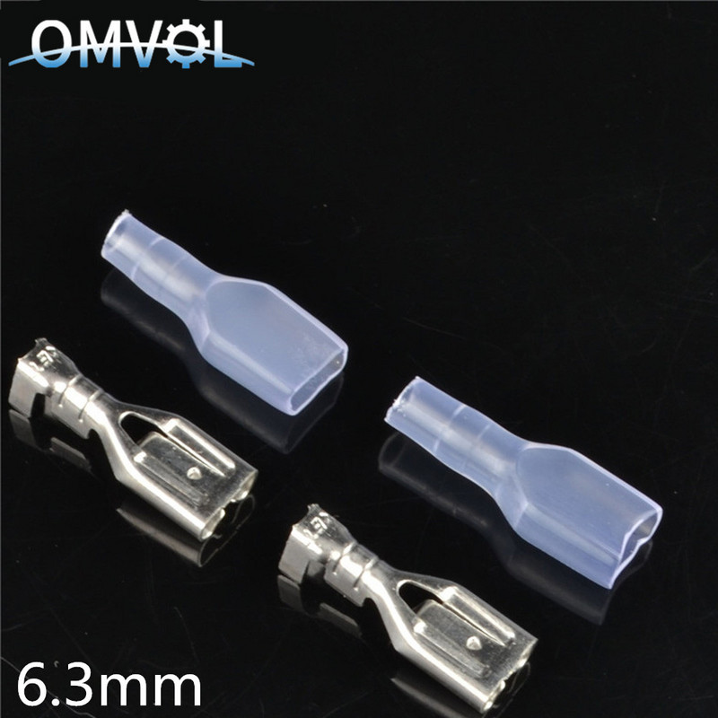 100PCS 6.3 Crimp Terminal 50 ženski lopatasti konektor + 50poklopac
