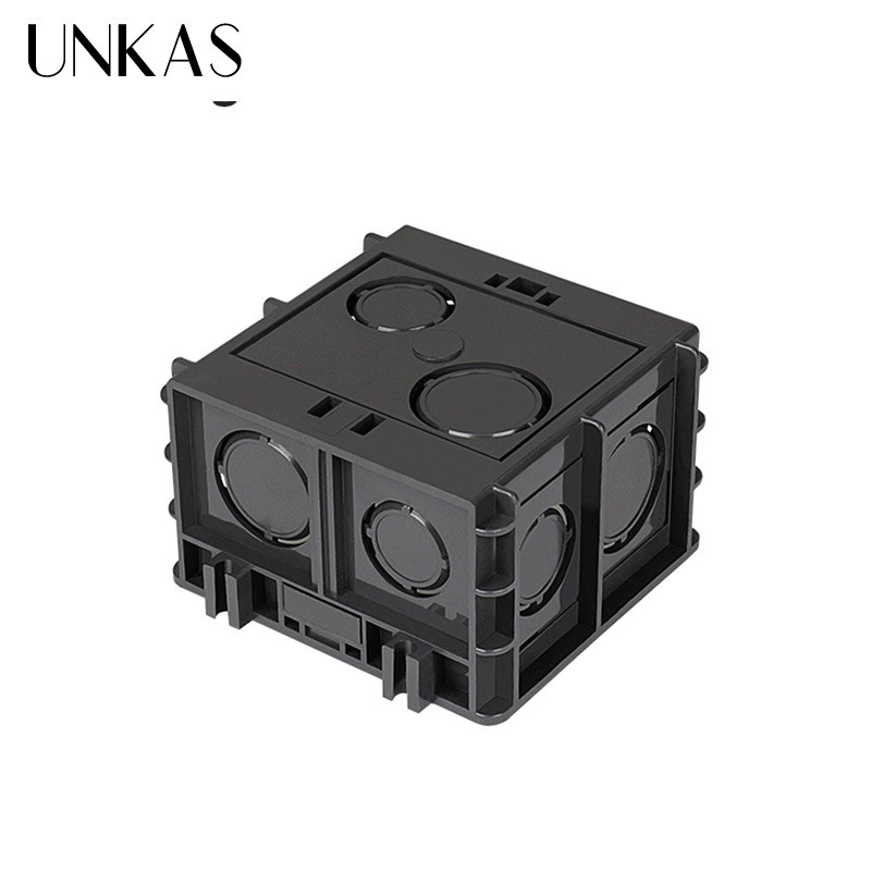 UNKAS kutija za ugradnju visoke čvrstoće, unutarnja kazeta 82 mm * 76 mm * 50 mm za prekidač i utičnicu tipa 86, crna stražnja kutija za ožičenje