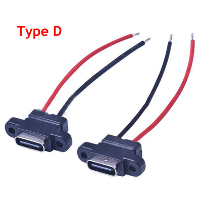 1-10 komada Tip C 2 pinske vodootporne ženske USB C utičnice s rupom za vijak Sučelje za brzo punjenje USB konektor s kabelom