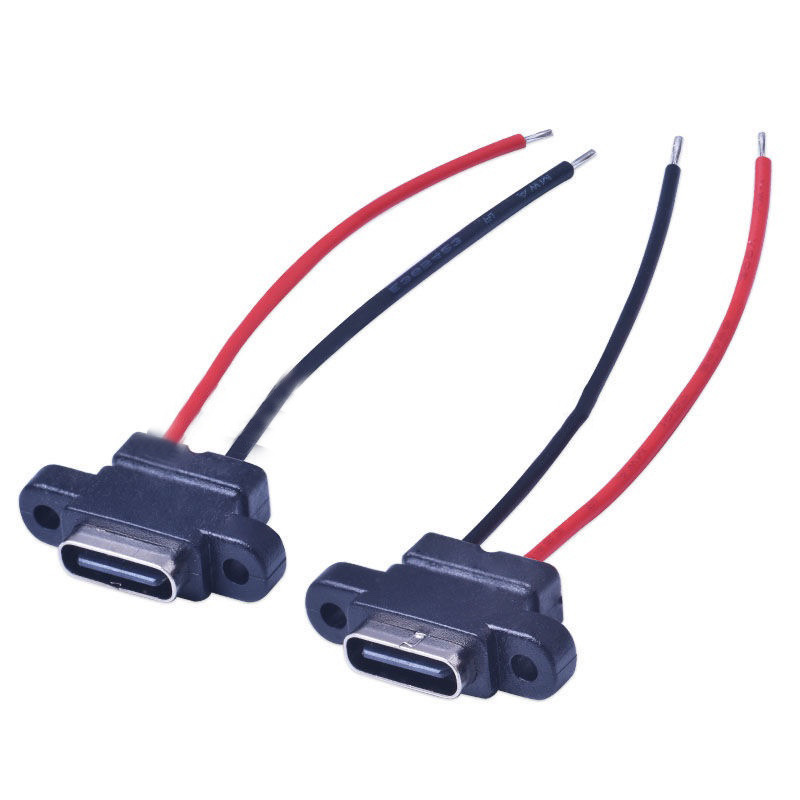 1-10 komada Tip C 2 pinske vodootporne ženske USB C utičnice s rupom za vijak Sučelje za brzo punjenje USB konektor s kabelom