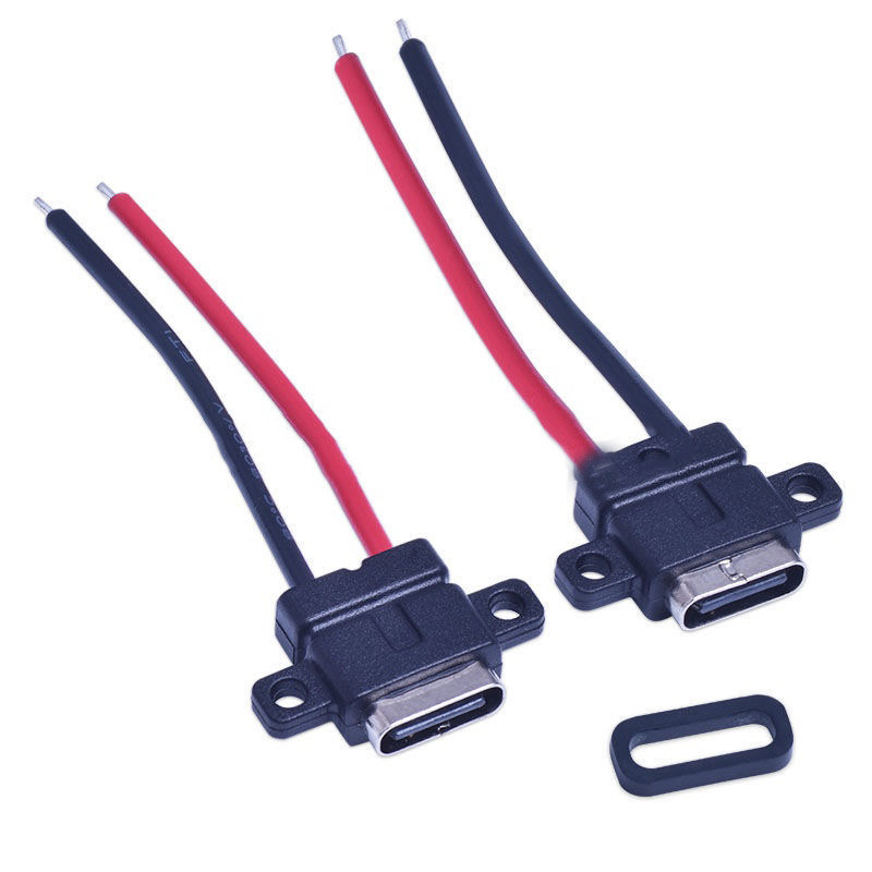 1-10 komada Tip C 2 pinske vodootporne ženske USB C utičnice s rupom za vijak Sučelje za brzo punjenje USB konektor s kabelom