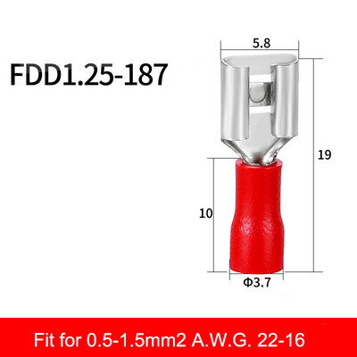50 komada Ženski crveno plavo žuti 2,8 mm 4,8 mm 6,3 mm izolirani šiljasti konektor za električnu stezaljku