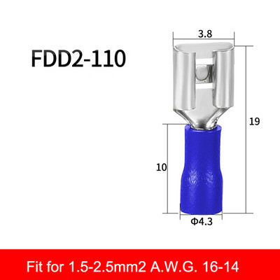 50 komada Ženski crveno plavo žuti 2,8 mm 4,8 mm 6,3 mm izolirani šiljasti konektor za električnu stezaljku
