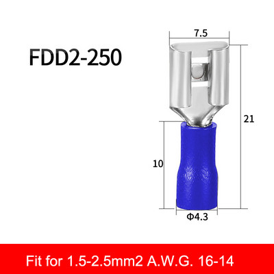 50 komada Ženski crveno plavo žuti 2,8 mm 4,8 mm 6,3 mm izolirani šiljasti konektor za električnu stezaljku