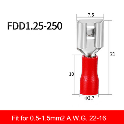 50 komada Ženski crveno plavo žuti 2,8 mm 4,8 mm 6,3 mm izolirani šiljasti konektor za električnu stezaljku