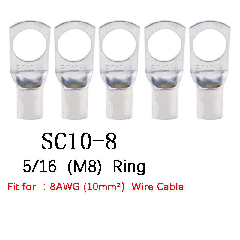 10/25/50/100PCS Otvor za vijke Pokositrene bakrene kabelske stopice Komplet terminala za bateriju Žičani konektor 4mm2 6mm 10/16/25mm 35/50mm 5mm 6mm 8mm