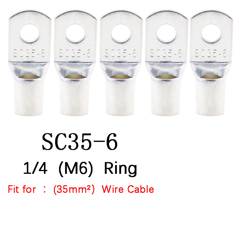 10/25/50/100PCS Otvor za vijke Pokositrene bakrene kabelske stopice Komplet terminala za bateriju Žičani konektor 4mm2 6mm 10/16/25mm 35/50mm 5mm 6mm 8mm