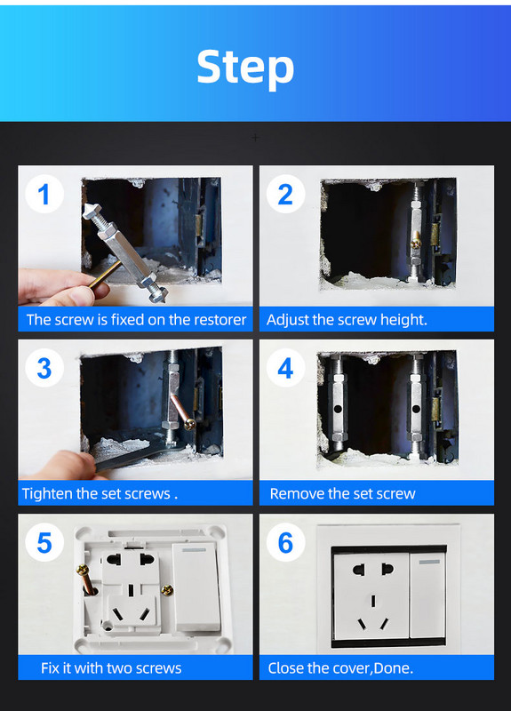 Alat za popravak kutije s prekidačima za montažu na zid 118/120 Alat za popravak nosača podesive duljine poluge utičnice potporne šipke vijak ključ