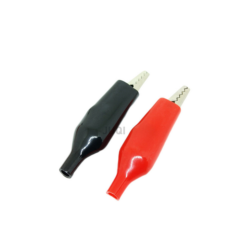 10gab/partija Izolētas krokodila skavas plastmasas roktura kabeļa vadu pārbaude metāla aligatora skavas Skavas 28mm 35mm 45mm garums