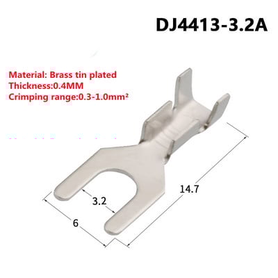 100 τμχ Μπλοκ ακροδεκτών περόνης 4,2 mm Σε σχήμα πιρουνιού γυμνό ακροδέκτη ψυχρής πίεσης Ακροδέκτης γείωσης ωτίδας σχήματος Υ σε σχήμα U 3,2 4,2 5,2 6,2 8,2