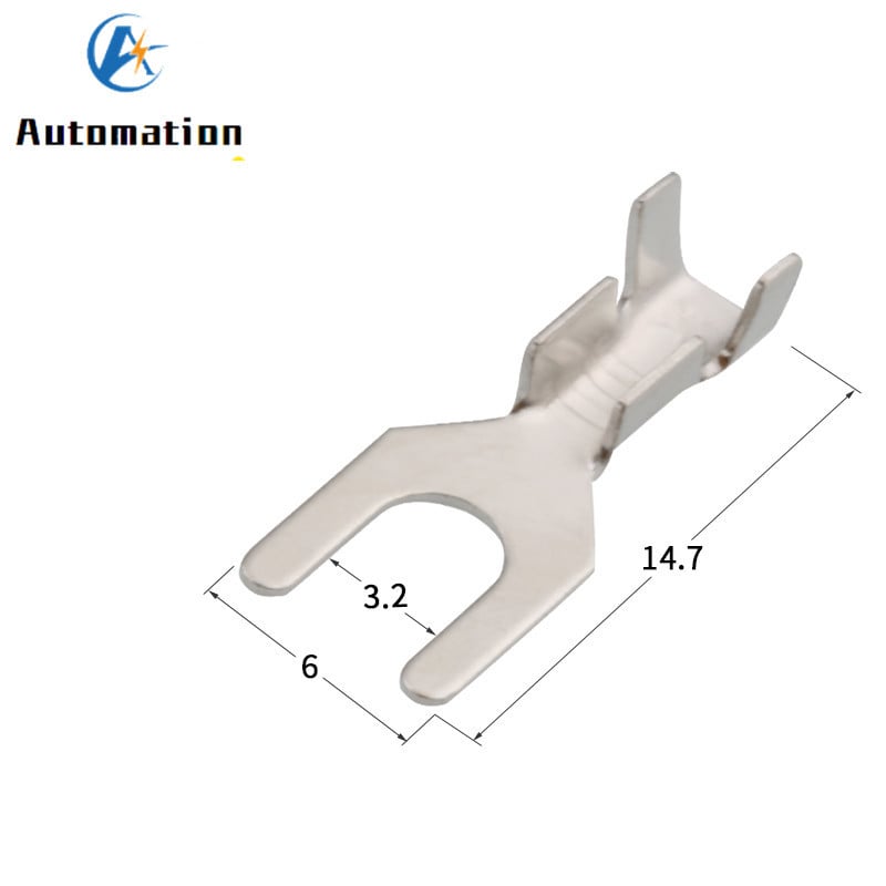 100 τμχ Μπλοκ ακροδεκτών περόνης 4,2 mm Σε σχήμα πιρουνιού γυμνό ακροδέκτη ψυχρής πίεσης Ακροδέκτης γείωσης ωτίδας σχήματος Υ σε σχήμα U 3,2 4,2 5,2 6,2 8,2