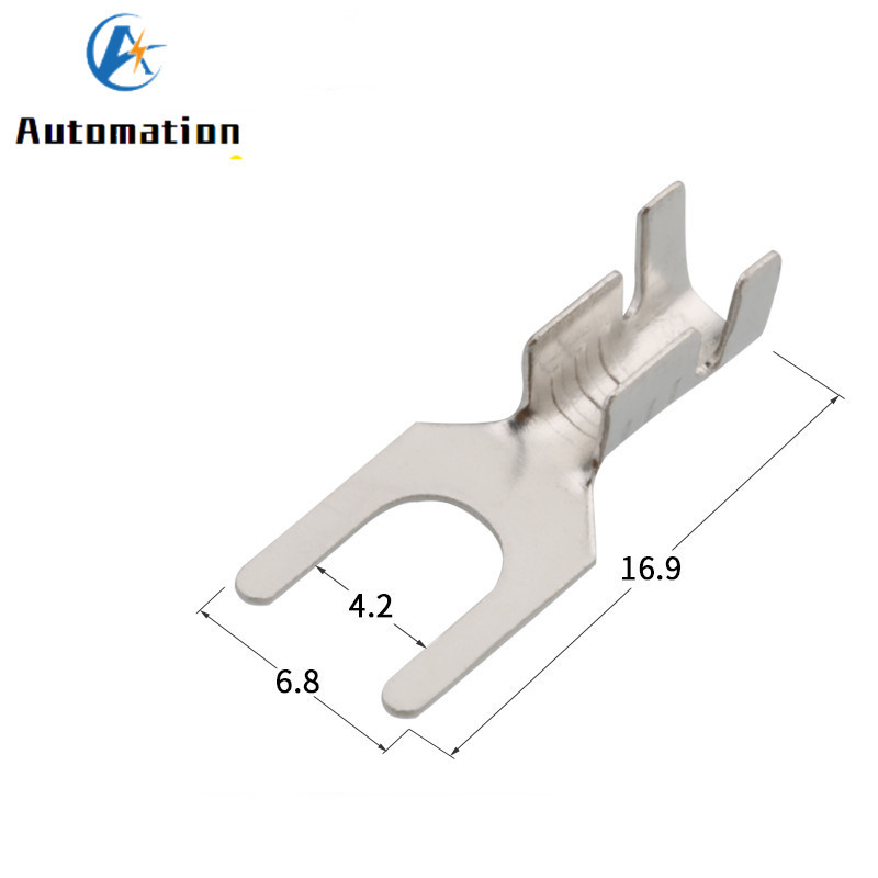 100 τμχ Μπλοκ ακροδεκτών περόνης 4,2 mm Σε σχήμα πιρουνιού γυμνό ακροδέκτη ψυχρής πίεσης Ακροδέκτης γείωσης ωτίδας σχήματος Υ σε σχήμα U 3,2 4,2 5,2 6,2 8,2