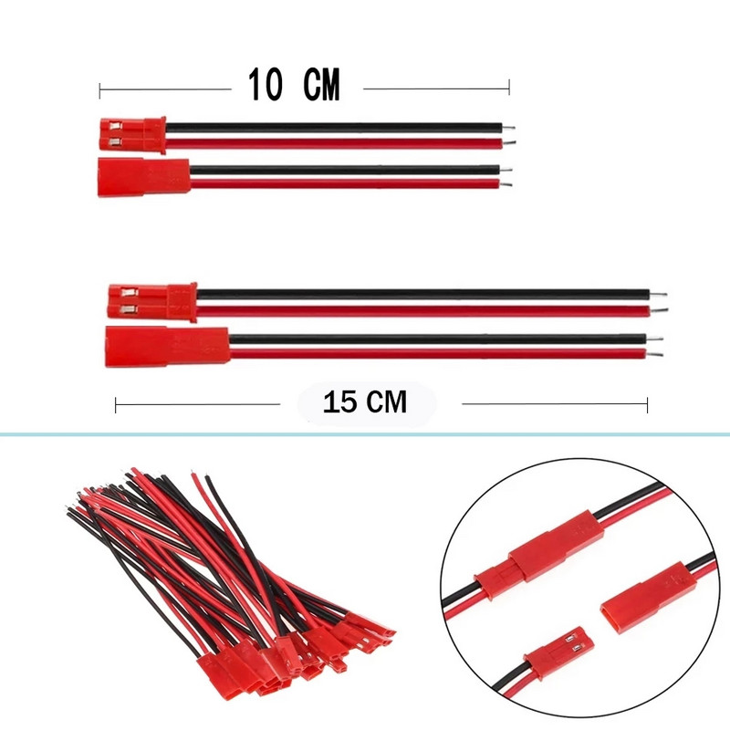 10 pari 100mm 150mm 2-pinski JST utični konektor muški+ženski utični konektor Kabelska žica za RC igračke Baterijska LED svjetiljka