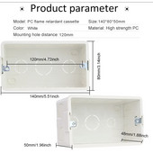 Standardna montažna kutija Unutarnja zidna tamna kutija 140*78*50 mm za 146*86*38 mm Ožičenje prekidača i utičnica Bijela unutarnja zidna kutija