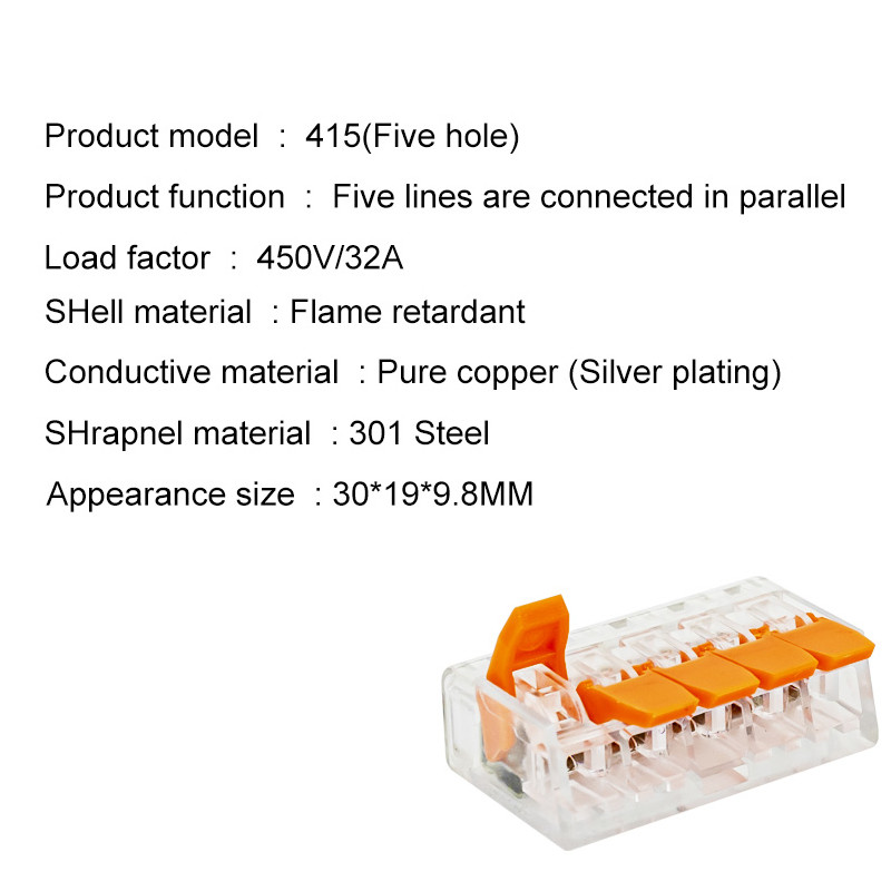 Mini brzi univerzalni žičani konektor od 0,4 mm Jednostavno brzo ožičenje Terminal za automobile i solarnu energiju 412 413 414 415