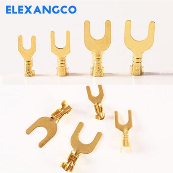 100Pcs M3 M4 M5 M6 Brass Fork Spade U-Type Non-Isolated Wire Connector Ακροδέκτης γείωσης ηλεκτρική πτύχωση 0,5-2,5mm