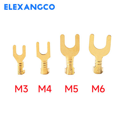 100Pcs M3 M4 M5 M6 Brass Fork Spade U-Type Non-Isolated Wire Connector Ακροδέκτης γείωσης ηλεκτρική πτύχωση 0,5-2,5mm