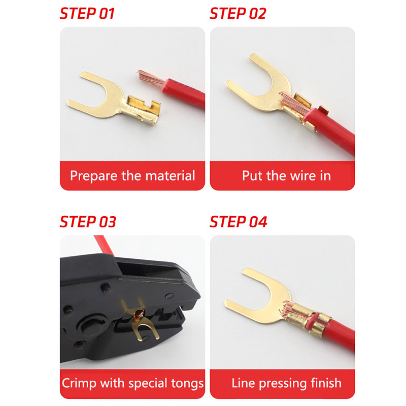 100 gab. M3 M4 M5 M6 misiņa dakšu lāpsta U-tipa neizolētu vadu savienotājs elektriskais gofrētais zemējuma spaile 0,5-2,5 mm