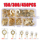 150/300/450KOM M3/M4/M5/M6/M8/M10 Prstenaste ušice Oči Bakreni spojni terminali Kabelska papučica Konektor za žice Neizolirani set asortimana