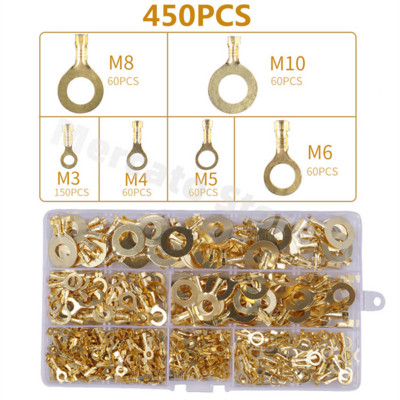 150/300/450KOM M3/M4/M5/M6/M8/M10 Prstenaste ušice Oči Bakreni spojni terminali Kabelska papučica Konektor za žice Neizolirani set asortimana