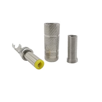 2/5/10Pcs Silver Metal 5,5x2,1mm/5,5mm x 2,5mm DC Power Αρσενικό βύσμα βύσμα βύσματος με ελατήρια κίτρινη κεφαλή 5,5*2,1/5,5*2,5mm DC099