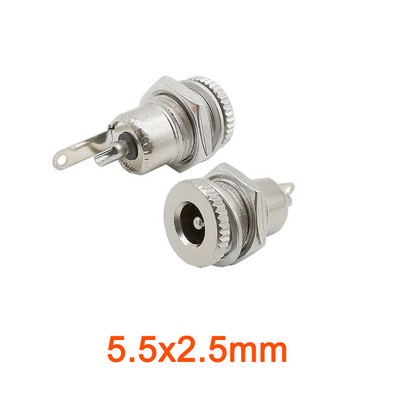 2/5/10kom Srebrni metalni 5,5x2,1 mm/5,5 mm x 2,5 mm DC muški utični utični konektor s opružnom žutom glavom 5,5*2,1/5,5*2,5 mm DC099