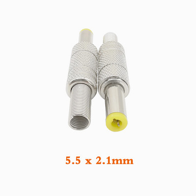 2/5/10kom Srebrni metalni 5,5x2,1 mm/5,5 mm x 2,5 mm DC muški utični utični konektor s opružnom žutom glavom 5,5*2,1/5,5*2,5 mm DC099
