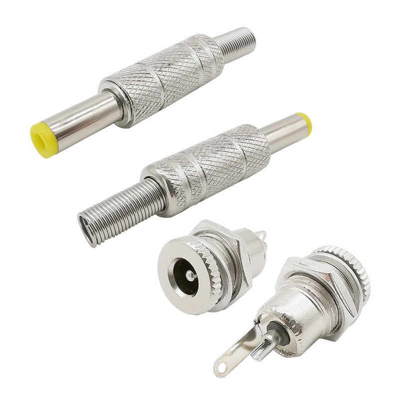2/5/10kom Srebrni metalni 5,5x2,1 mm/5,5 mm x 2,5 mm DC muški utični utični konektor s opružnom žutom glavom 5,5*2,1/5,5*2,5 mm DC099