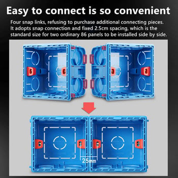 Κουτί διακλάδωσης διακόπτη Κασέτα Atlectric Mounting Box Κρυφό κρυφό εσωτερικό κουτί τοποθέτησης Τύπος 86 Λευκό κόκκινο μπλε κουτί