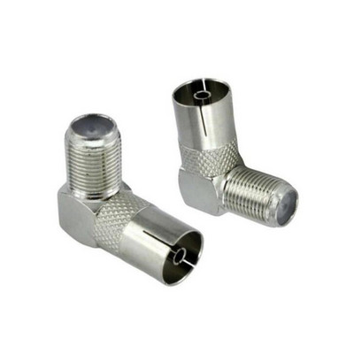 2 vnt. F tipas prie televizoriaus IEC 90 laipsnių televizoriaus antenos antenos kištuko jungtis dešiniojo kampo adapterio kištukas į lizdą koaksialinis kabelis F-TV derinys