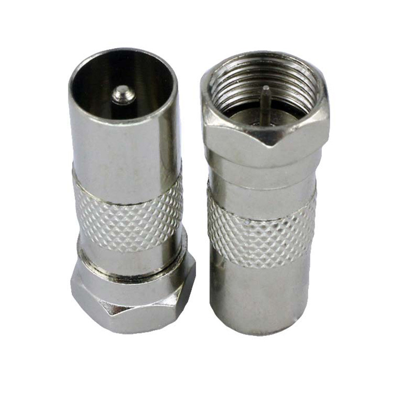 2 vnt. F tipas prie televizoriaus IEC 90 laipsnių televizoriaus antenos antenos kištuko jungtis dešiniojo kampo adapterio kištukas į lizdą koaksialinis kabelis F-TV derinys