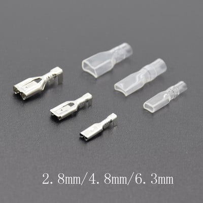 100pcs/50pcs Female Spade Connector 2.8 /4.8 /6.3 Crimp Terminal with Insolating Sleeves for Terminals 22-16AWG