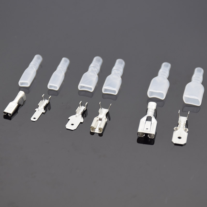 200 gab. Sieviešu vīriešu lāpstas gofrēšanas spailes uzmavas stieples aptinuma savienotājs 22-16 AWG 0,5 mm2-1,5 mm2 2,8 mm 4,8 mm 6,3 mm