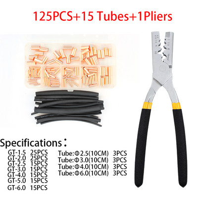 125/250PCS terminalna kliješta bakrena spojna cijev žičani spoj mala bakrena cijev terminalna kabelska ušica ferula s cijevi