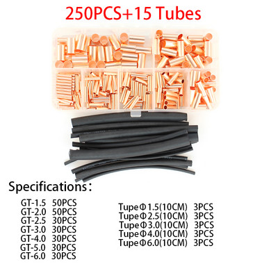 125/250PCS terminalna kliješta bakrena spojna cijev žičani spoj mala bakrena cijev terminalna kabelska ušica ferula s cijevi
