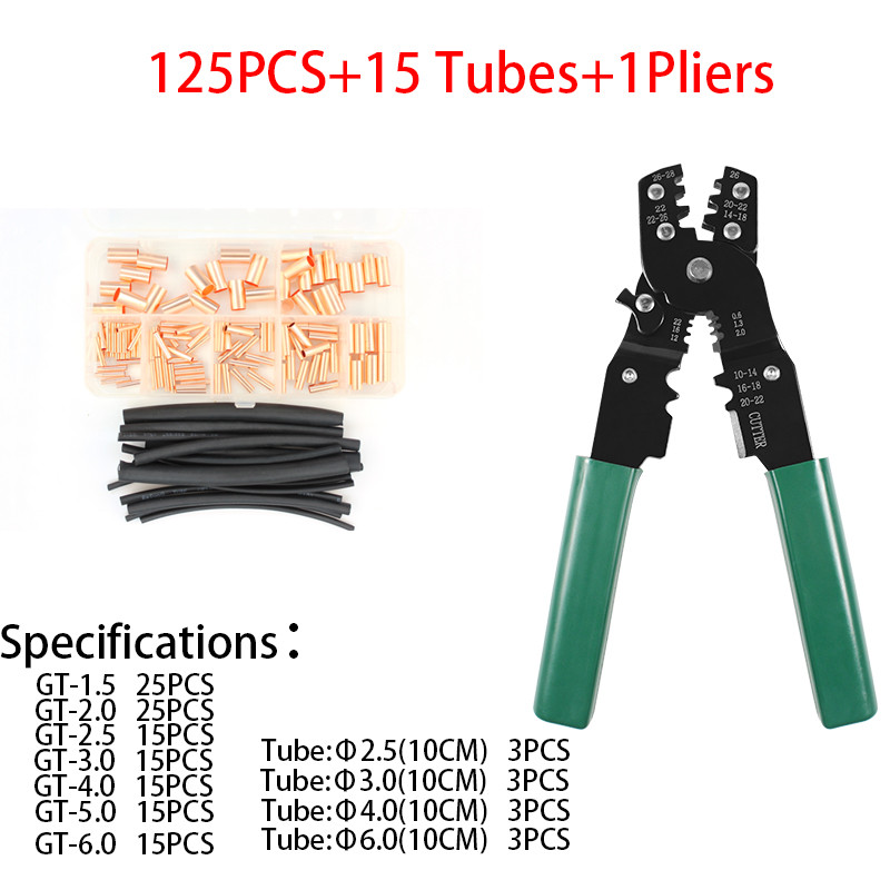 125/250PCS terminalna kliješta bakrena spojna cijev žičani spoj mala bakrena cijev terminalna kabelska ušica ferula s cijevi