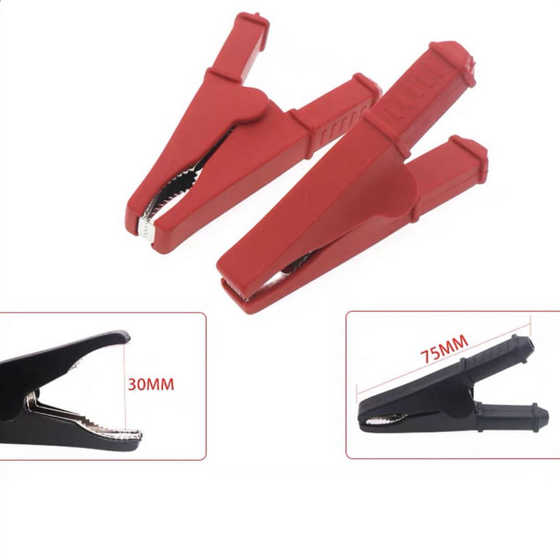 2 tk 50A punane + must 75 mm isoleeritud krokodill krokodill auto haagissuvila kaubiku aku testimisjuhtme klambrid Parimad alligaatoriklambrid