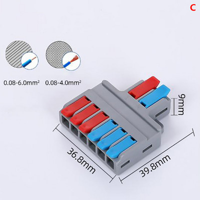 Brzi razdjelnik 2 ulaza 4/6 izlaza Žičani konektor Univerzalno ožičenje Kabelski konektor Vodič Terminalni blok