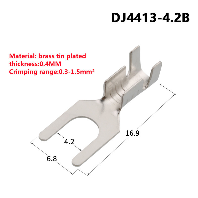 100 komada golih hladno prešanih stezaljki u obliku vilice, ušica u obliku slova Y 3,2 mm 4,2 mm 5,2 mm 6,2 mm 8,2 mm konektor žice za automobilski kabel