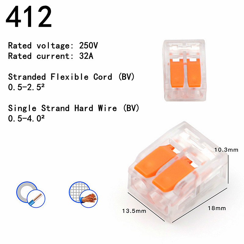 Kutija od 30-75 kom, električni brzi konektor, priključni terminalni blok, mini brzi žičani konektor, završetak kabela, 0,4-6,0 mm