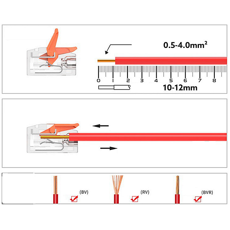 Kutija od 30-75 kom, električni brzi konektor, priključni terminalni blok, mini brzi žičani konektor, završetak kabela, 0,4-6,0 mm