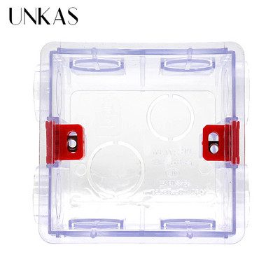 UNKAS visoka podesiva prozirna unutarnja kazeta za ugradnju za sklopku i utičnicu tipa 86, crna stražnja kutija za ožičenje