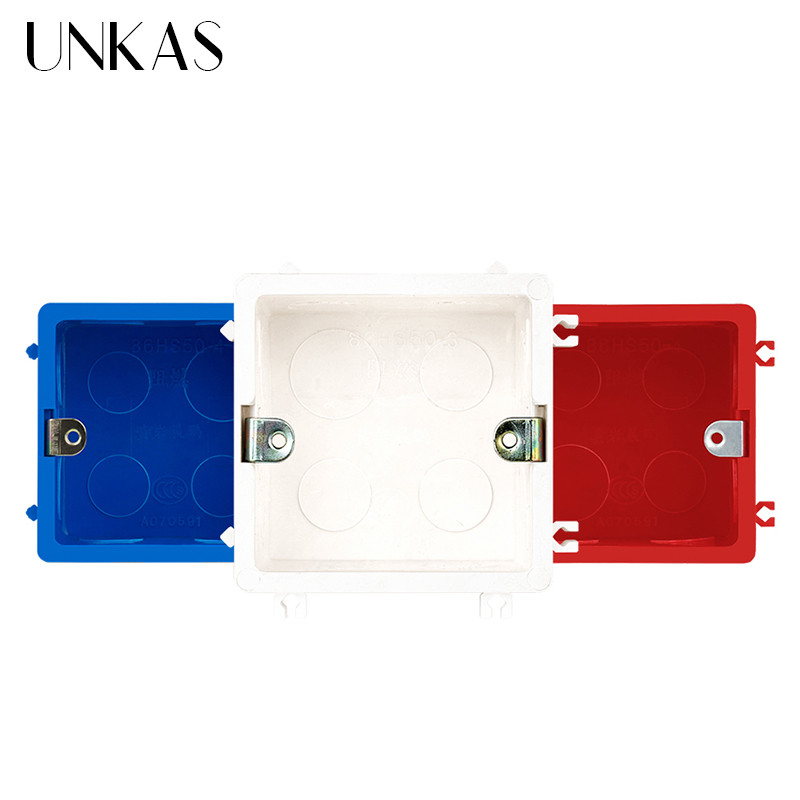 UNKAS visoka podesiva prozirna unutarnja kazeta za ugradnju za sklopku i utičnicu tipa 86, crna stražnja kutija za ožičenje