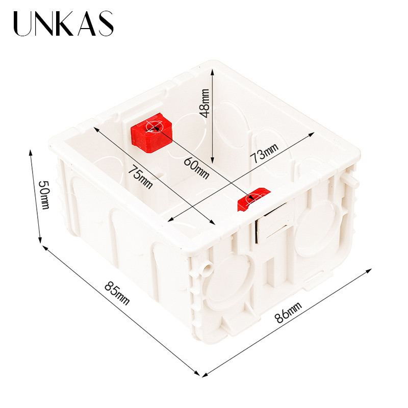UNKAS visoka podesiva prozirna unutarnja kazeta za ugradnju za sklopku i utičnicu tipa 86, crna stražnja kutija za ožičenje